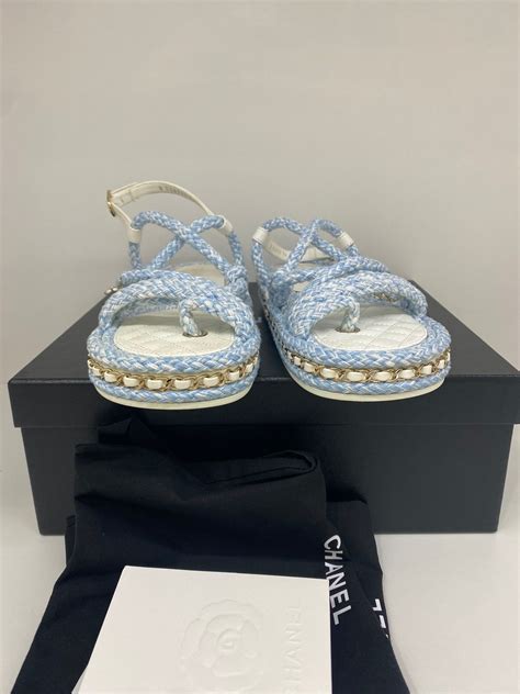 chanel blue rope sandals|chanel transparent sandals.